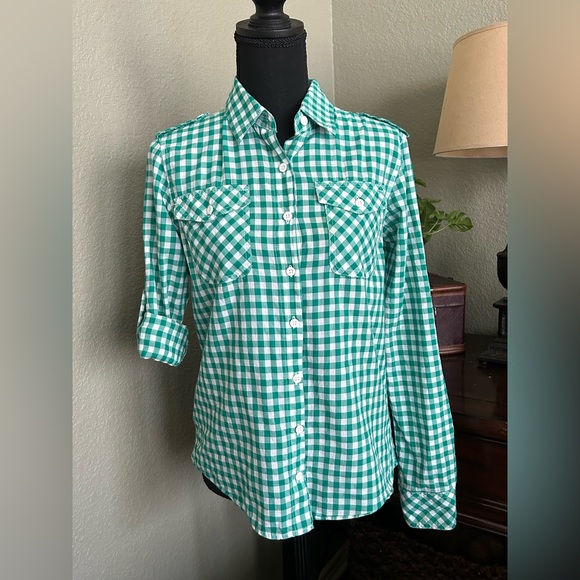 Magellan Outdoors Green and White Checked Shirt - Picture 1 of 4